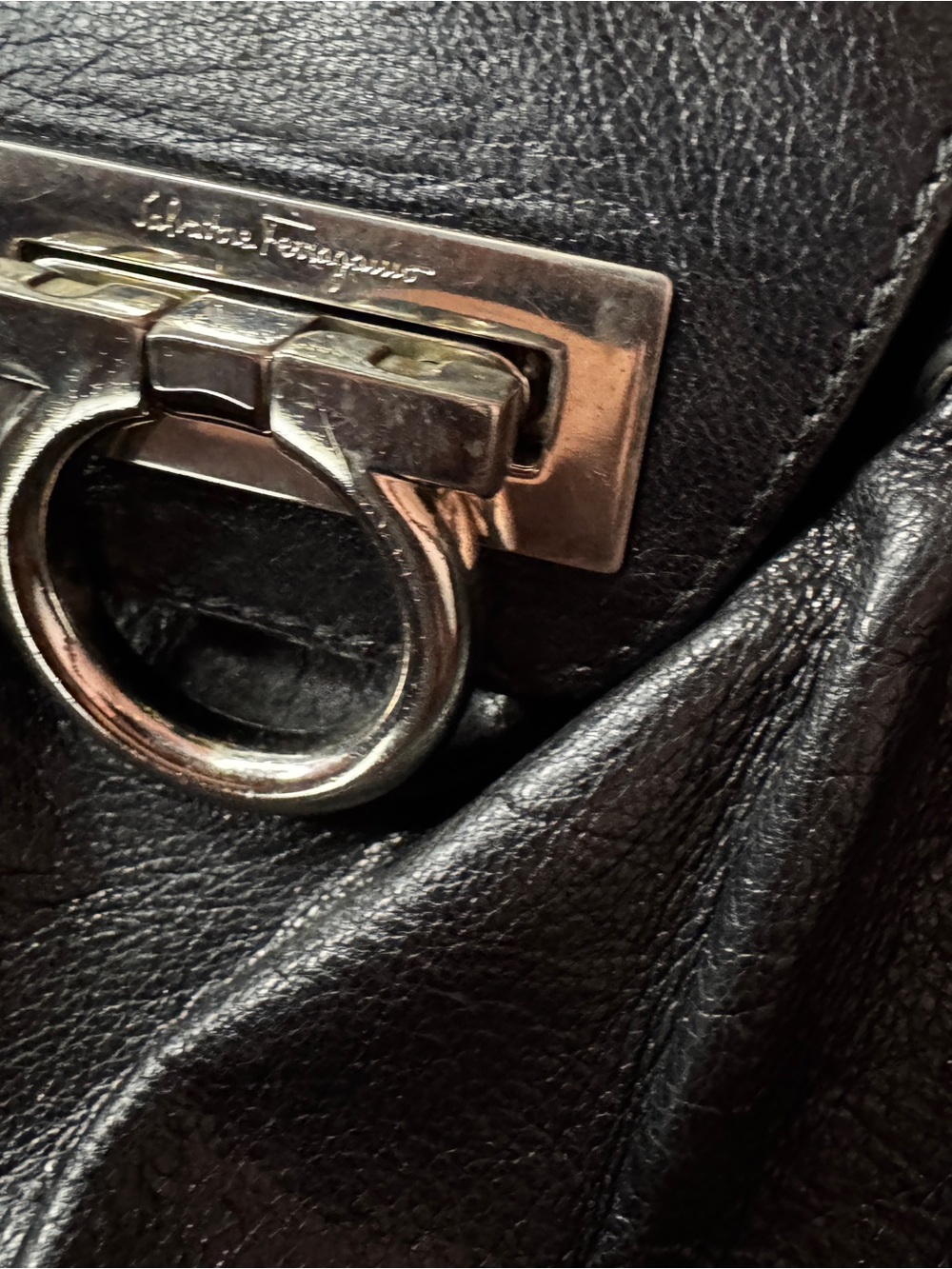 Salvatore Ferragamo Black Leather Marisa Gancini - Picture 2 of 12
